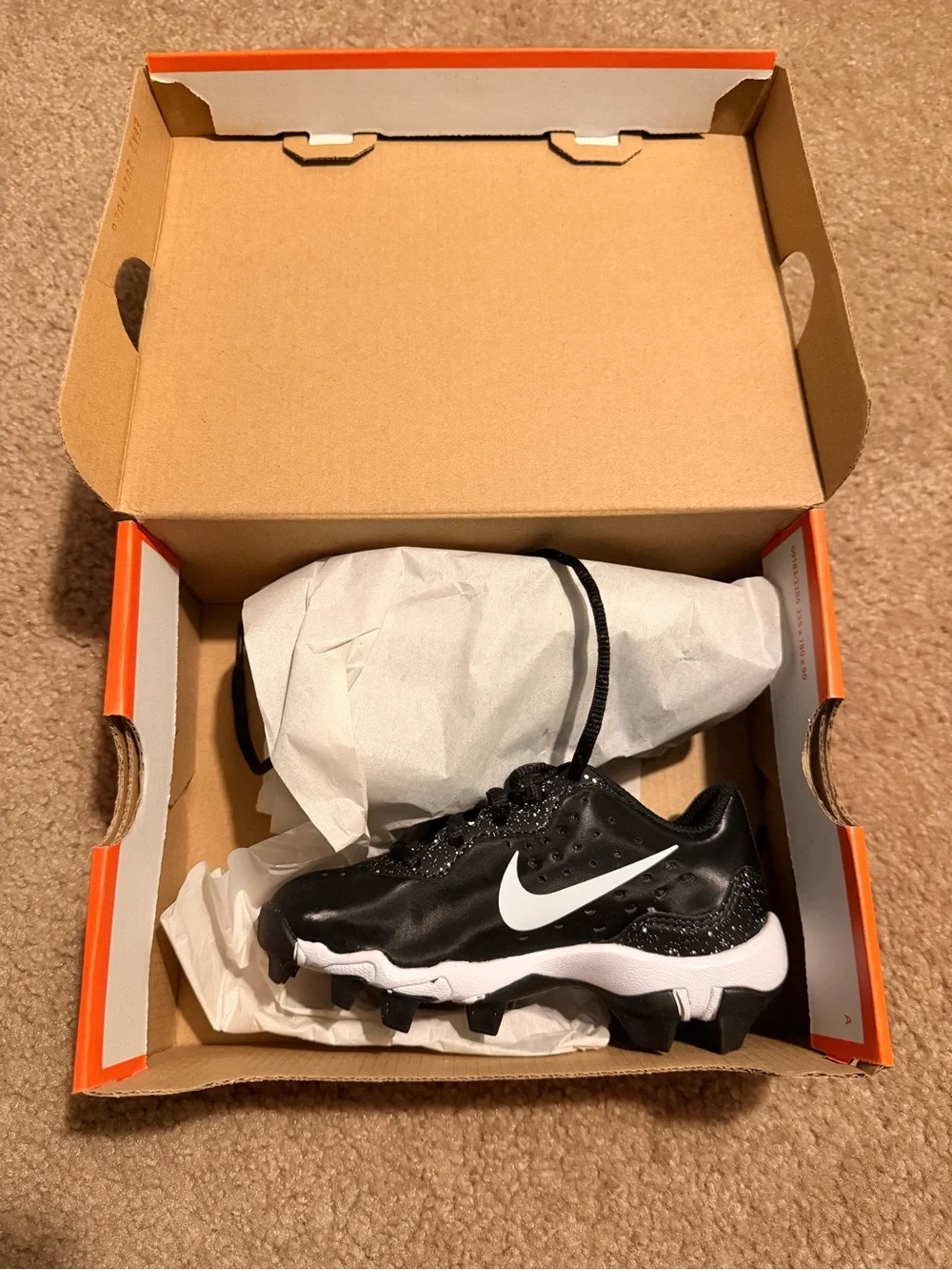 Nike Alpha Huarache 4 Keystone Baseball Cleats Kids 10C Black White NEW
